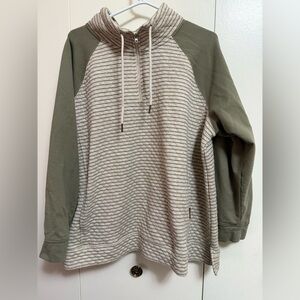 Maurices Beige and Olive Striped Hoodie